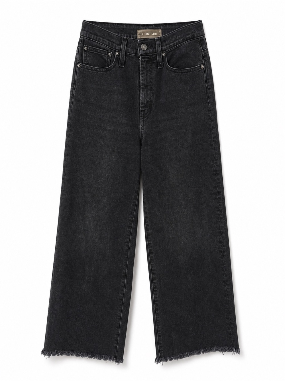 J.Crew Point Sur Wide Leg Crop Jeans Black Raw Hem Women’s Size 26